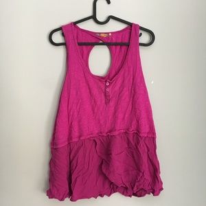 Anthropologie pink tank with fluttery bottom mediu